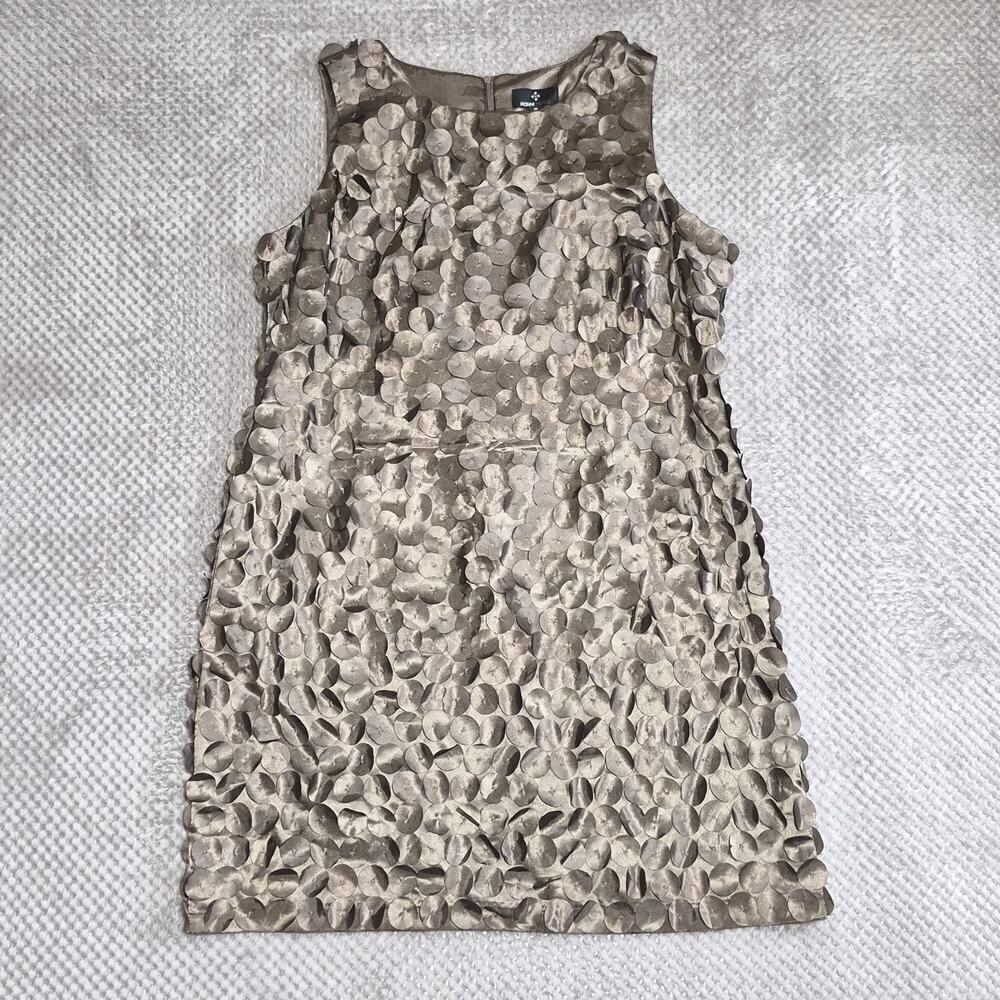 Ronni Nicole 3D Circle Sheath Dress Women 18 Sleeveless Taupe Lined Mod Event